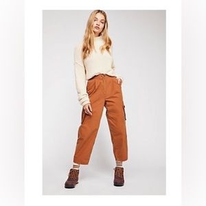 Cargo Pocket Taper Trouser by Free People. Size 10. Color: Light Brown.